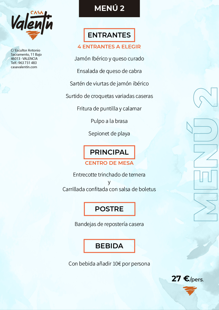 menu 2 casa valentín